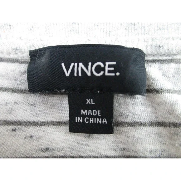 Vince Shirt Mens XL Gray Striped Short Sleeve Polo Modal Cotton Casual Top‎